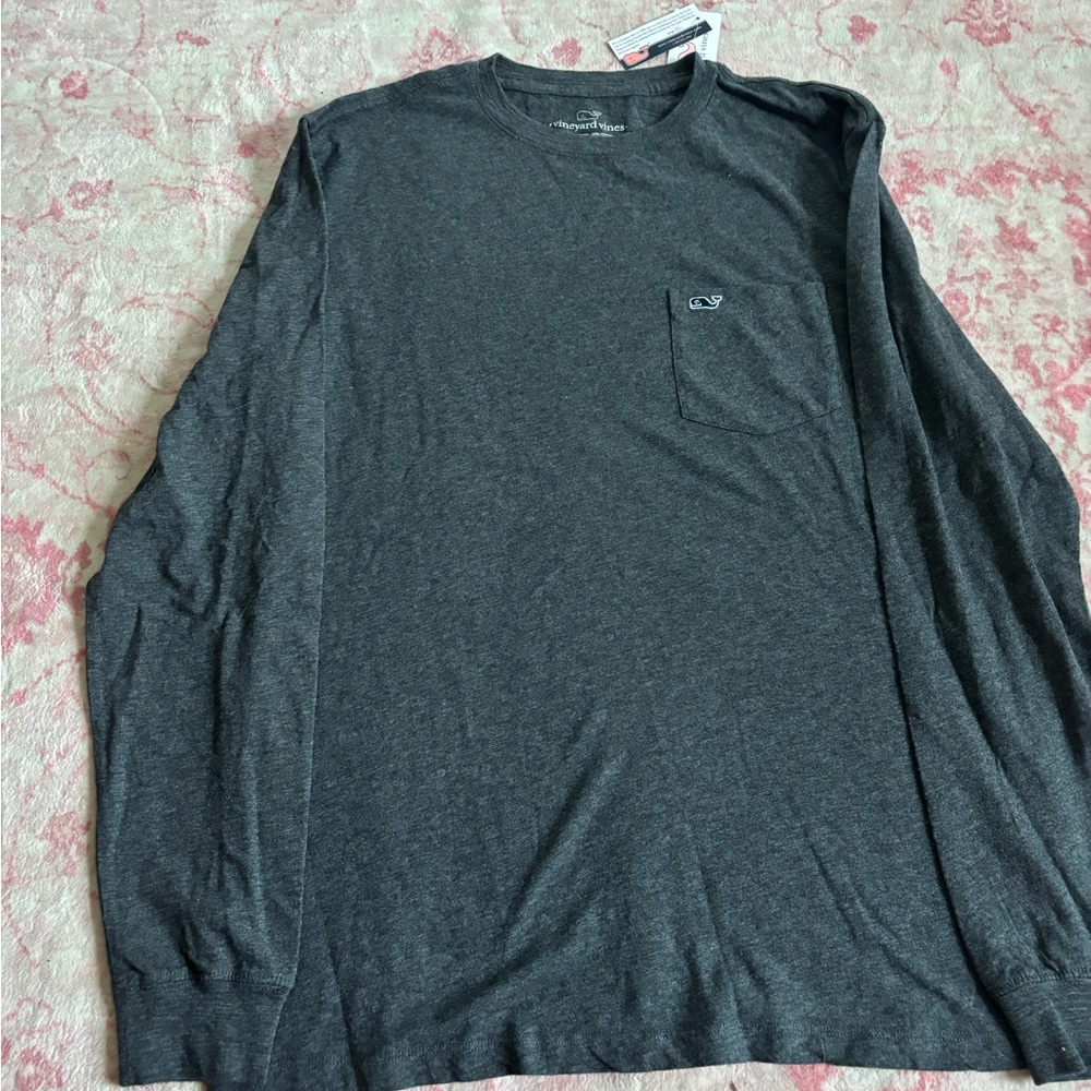 Vineyard Vines Gray Long Sleeve Tee Classic Design